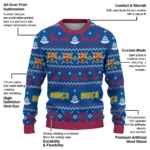 Customized Barcelona Christmas Designs Blue Sweater Best Selling