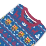 Customized Barcelona Christmas Designs Blue Sweater Best Selling
