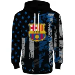Customized Barcelona Distressed Flag Blue Black Hoodie Best Selling