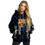 Customized Barcelona Distressed Flag Blue Black Hoodie Best Selling