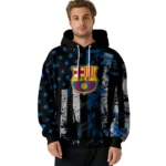 Customized Barcelona Distressed Flag Blue Black Hoodie Best Selling