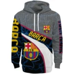 Customized Barcelona Hexagonal Mesh Blue Black Gray Hoodie Best Selling