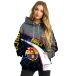Customized Barcelona Hexagonal Mesh Blue Black Gray Hoodie Best Selling