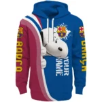 Customized Barcelona Peeking Snoopy Blue Hoodie Best Selling