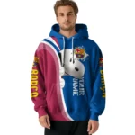 Customized Barcelona Peeking Snoopy Blue Hoodie Best Selling