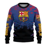 Customized Barcelona Pixel Flow Blue Black Sweater Best Selling