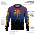 Customized Barcelona Pixel Flow Blue Black Sweater Best Selling