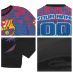Customized Barcelona Pixel Flow Blue Black Sweater Best Selling