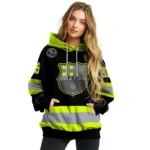 Customized Barcelona Safety Motif Black Neon Green Hoodie Best Selling