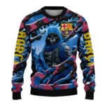 Customized Barcelona Skull Horde Blue Sweater Best Selling
