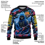 Customized Barcelona Skull Horde Blue Sweater Best Selling