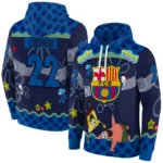Customized Barcelona Spongebob Patrick Star Blue Navy Hoodie Best Selling