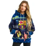 Customized Barcelona Spongebob Patrick Star Blue Navy Hoodie Best Selling