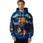 Customized Barcelona Spongebob Patrick Star Blue Navy Hoodie Best Selling