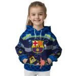 Customized Barcelona Spongebob Patrick Star Blue Navy Hoodie Best Selling
