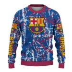 Customized Barcelona Streak Overlay Blue Sweater Best Selling