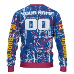 Customized Barcelona Streak Overlay Blue Sweater Best Selling