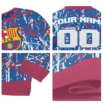 Customized Barcelona Streak Overlay Blue Sweater Best Selling