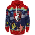 Customized Bournemouth Spongebob Patrick Star Red Navy Hoodie Best Selling