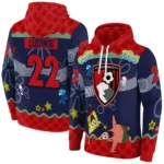 Customized Bournemouth Spongebob Patrick Star Red Navy Hoodie Best Selling