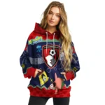 Customized Bournemouth Spongebob Patrick Star Red Navy Hoodie Best Selling