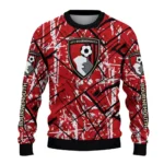 Customized Bournemouth Streak Overlay Red Sweater Best Selling