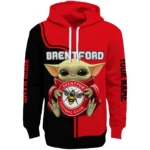Customized Brentford Baby Yoda Red Black Hoodie Best Selling
