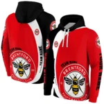 Customized Brentford Minimalist Design Red Black Hoodie Best Selling