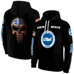 Customized Brighton Hove Albion Punisher Skull Black Hoodie Best Selling