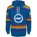 Customized Brighton Hove Albion Rainbow Stripes Blue Hoodie Best Selling