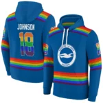 Customized Brighton Hove Albion Rainbow Stripes Blue Hoodie Best Selling
