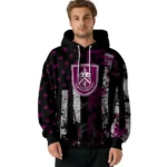 Customized Burnley Distressed Flag Burgundy Black Hoodie Best Selling