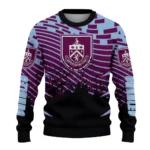 Customized Burnley Pixel Flow Burgundy Black Sweater Best Selling