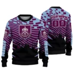 Customized Burnley Pixel Flow Burgundy Black Sweater Best Selling