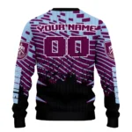 Customized Burnley Pixel Flow Burgundy Black Sweater Best Selling