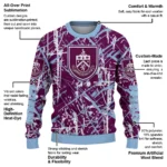 Customized Burnley Streak Overlay Burgundy Sweater Best Selling
