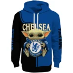 Customized Chelsea Baby Yoda Royal Blue Black Hoodie Best Selling