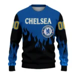 Customized Chelsea Flame Outline Royal Blue Black Sweater Best Selling