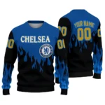 Customized Chelsea Flame Outline Royal Blue Black Sweater Best Selling