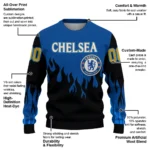 Customized Chelsea Flame Outline Royal Blue Black Sweater Best Selling