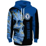 Customized Chelsea Skull Motif Royal Blue Black Hoodie Best Selling