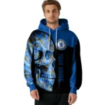 Customized Chelsea Skull Motif Royal Blue Black Hoodie Best Selling