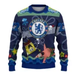 Customized Chelsea Spongebob Designs Blue Sweater Best Selling