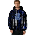 Customized Everton Distressed Flag Royal Blue Black Hoodie Best Selling