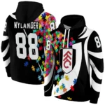 Customized Fulham Puzzle Pieces Black Hoodie Best Selling