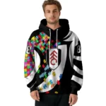 Customized Fulham Puzzle Pieces Black Hoodie Best Selling