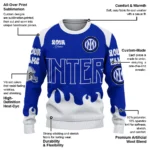 Customized Inter Milan Flame Border Blue Sweater Best Selling