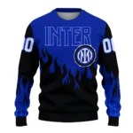 Customized Inter Milan Flame Outline Blue Black Sweater Best Selling