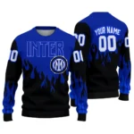 Customized Inter Milan Flame Outline Blue Black Sweater Best Selling