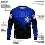 Customized Inter Milan Flame Outline Blue Black Sweater Best Selling